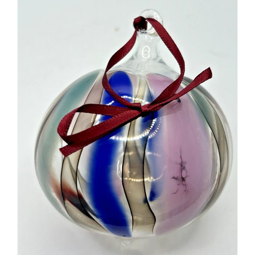 Vintage Art Glass Twisted Blue Purple Green Maroon Ornament‎ U257/4